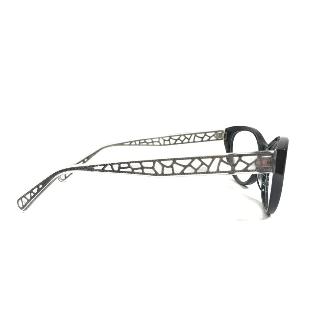 Sama Eyeglasses Frames JOSETTE ONYX Black Clear Gray Cat Eye Full Rim 53-18-135